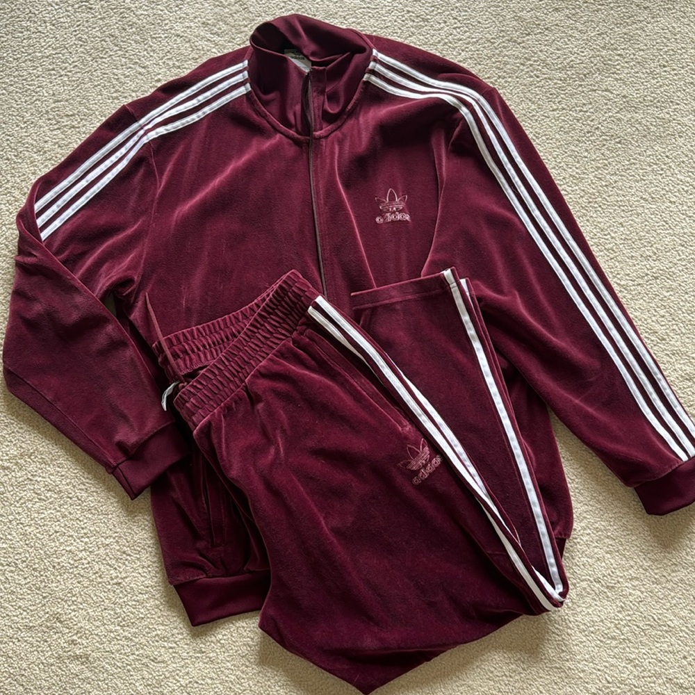 Burguny “velvet” track suit